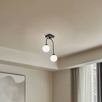Plafondlamp Bandi, zwart/opaal, 2-lamps, G9 zwart, opaal
