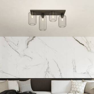 Plafondlamp Barn, 4-lamps, 83 cm, zwart, metaal, E27