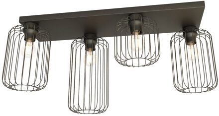 Plafondlamp Barn 4 lichts L 70 cm zwart