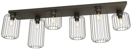Plafondlamp Barn 6 lichts L 115 cm zwart