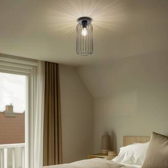 Plafondlamp Barn, Ø 16 cm, zwart, metaal, E27