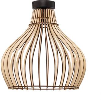 Plafondlamp Barrel met kap van hout licht hout, zwart