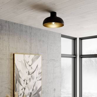 Plafondlamp Basca, buiten zwart, binnen goudkleurig zwart mat, goud