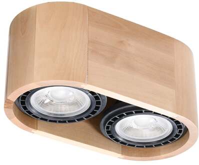 Plafondlamp Basic 2 lichts hout Bruin