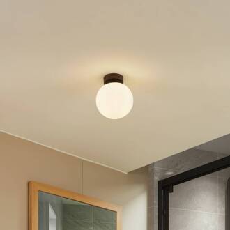 plafondlamp Bidolo, zwart, glas, Ø 15 cm, IP44