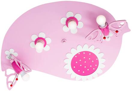 Plafondlamp Bladvlinder in roze, 4-lamps roze, pink, wit