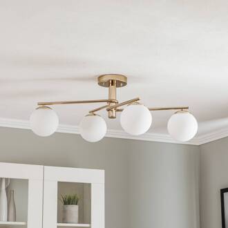Plafondlamp Boemerang, goud, 4-lamps goud, wit
