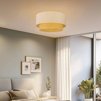 Plafondlamp Boho, Ø 45 cm, crème-wit/rotan crèmewit, houtkleurig