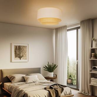 Plafondlamp Boho, Ø 60 cm, crème-wit/rotan crème-wit, houtkleuren