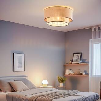 Plafondlamp Boho, rotan, beige/zwart beige, zwart