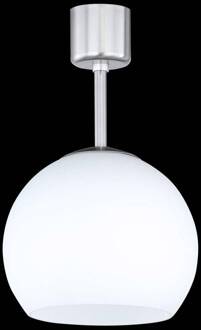 Plafondlamp Bolero,1-lamp, met afstand mat nikkel, opaalwit