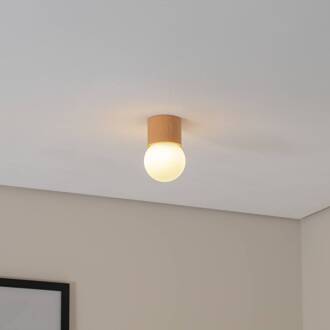 Plafondlamp Boomo, Ø 12 cm, hout bruin, wit