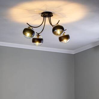 Plafondlamp Boston, zwart/helder, 4-lamps zwart, helder