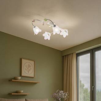 Plafondlamp Botton Florentijnse stijl 4-lamps wit, zilver, roze, groen