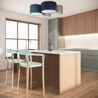 Plafondlamp Boucle 4-lamps blauw/groen/cappuccino/grijs donkerblauw, donkergroen, cappuccino, grijs