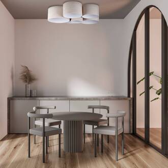 Plafondlamp Boucle met zes kappen, ecru