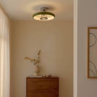 plafondlamp Branford, retro, Ø 35 cm, groen, metaal