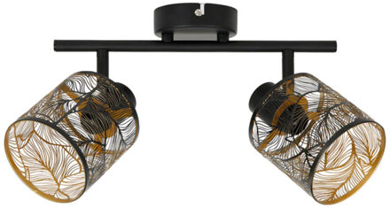 Plafondlamp Calathea - goud / zwart - metaal - bewerkt - E27 - interieur decoratie - binnen