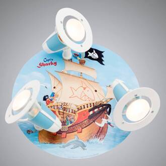 Plafondlamp Capt'n Sharky voor de kinderkamer lichtblauw
