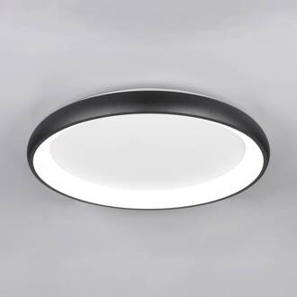 Plafondlamp Cardona, Ø 75 cm, mat zwart, metaal, CCT zwart mat