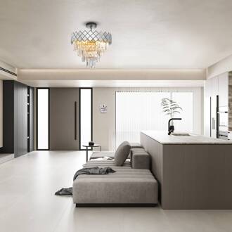 Plafondlamp Carisma metaal chroomkleurige glazen kristallen Ø 50 cm chroom, helder