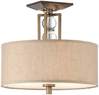 Plafondlamp Celestial met textiel lampenkap brons, crème, wit helder