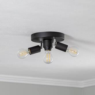 Plafondlamp Centro, zwart, 3-lamps, metaal, Ø 19,5 cm