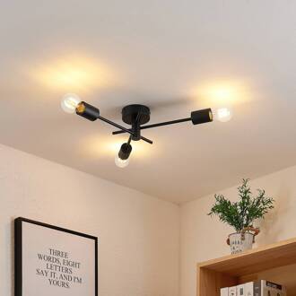 plafondlamp Cerros, 3-lamps, zwart, metaal zwart mat