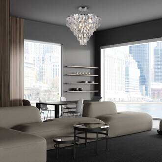 Plafondlamp Chelsea metaal chroomkleurige glazen kristallen Ø 50 cm chroom, helder