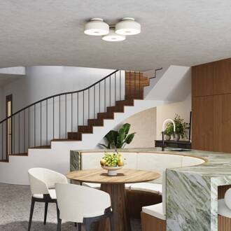 Plafondlamp CLARO, beige, Ø 30 cm, metaal, 4 x E27 beige, wit