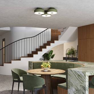 Plafondlamp CLARO, olijfgroen, Ø 30 cm, metaal, 4 x E27 olijfgroen, wit