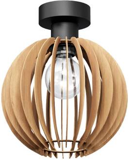 Plafondlamp Clay, Ø 23 cm, berkenmultiplex, E27 licht hout, zwart