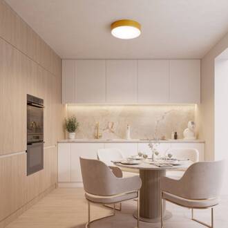 Plafondlamp Cleo 300, goud, sensor, IP54, Ø 30 cm, metaal