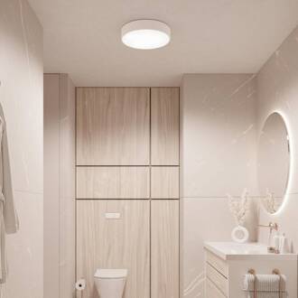 Plafondlamp Cleo, Ø 20 cm, IP54, wit, metaal, E27