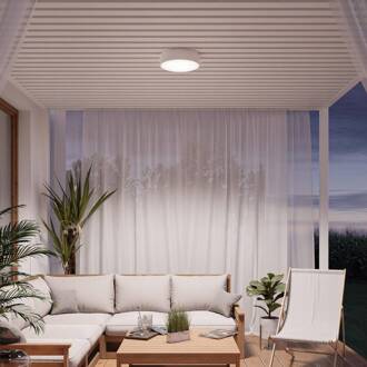 Plafondlamp Cleo, Ø 50 cm, IP54, wit, metaal, E27