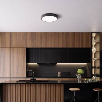 Plafondlamp Cleo, Ø 50 cm, IP54, zwart, metaal, E27