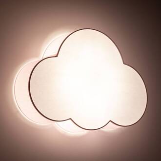 Plafondlamp Cloud, roze, 63 cm lang, textiel, wolk, E27 roze, wit