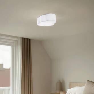 Plafondlamp Cloud, textiel, 41 x 31 cm, wit