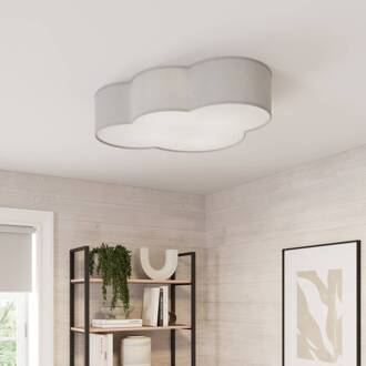 Plafondlamp Cloud van textiel, lengte 62 cm, grijs