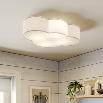 Plafondlamp Cloud, wit, textiel, lengte 62 cm, E27, 4-lamps.