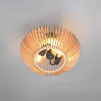 Plafondlamp Colino van houtlamellen, hout licht antraciet, licht hout