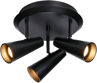 Plafondlamp Crest van metaal zwart 3-lamps
