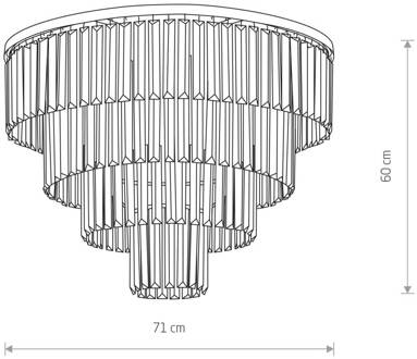 Plafondlamp Cristal, transparant/zwart, Ø 71 cm transparant, zwart