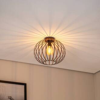 Plafondlamp Cruce, donkerbruin, staal, Ø 40 cm