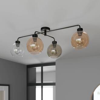 Plafondlamp Cubus 4-lamps helder/amber/grijs zwart, amber, helder, grijs
