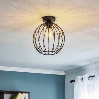 Plafondlamp Cumera met open bolvormige kap, Ø 24 cm zwart