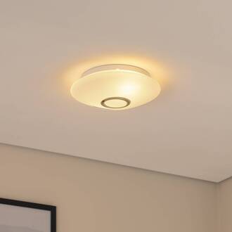 Plafondlamp Cyril van glas, wit-messing wit, messing