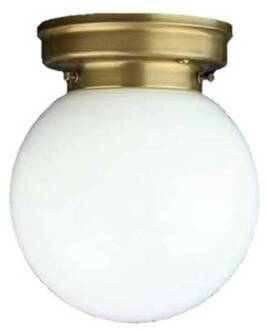 Plafondlamp D99-115 op B met opalen glazen kap messing, wit