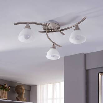 plafondlamp Della, nikkel, Ø 58 cm, 3-lamps, E14 wit, mat nikkel