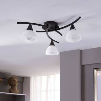 plafondlamp Della, zwart-goud, Ø 58 cm, 3-lamps, E14 wit, geborsteld zwartgoud